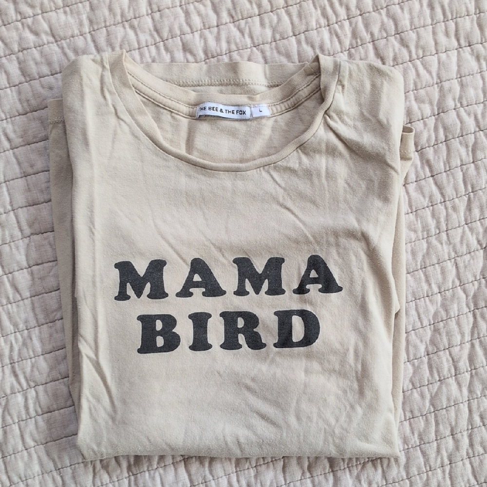 'Mama Bird' Beige Tee By The Bee & The Fox